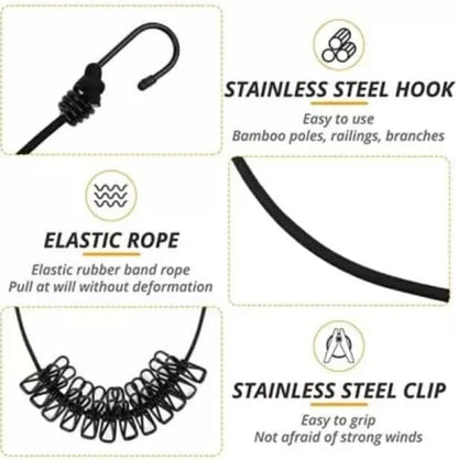 Heavy Duty Cloth Drying Rope with Hooks – Adjustable Laundry Line