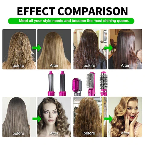 5-in-1 Ceramic Air Wrap Hair Styler – Hot Air Brush, Curler, Straightener & Volumizer